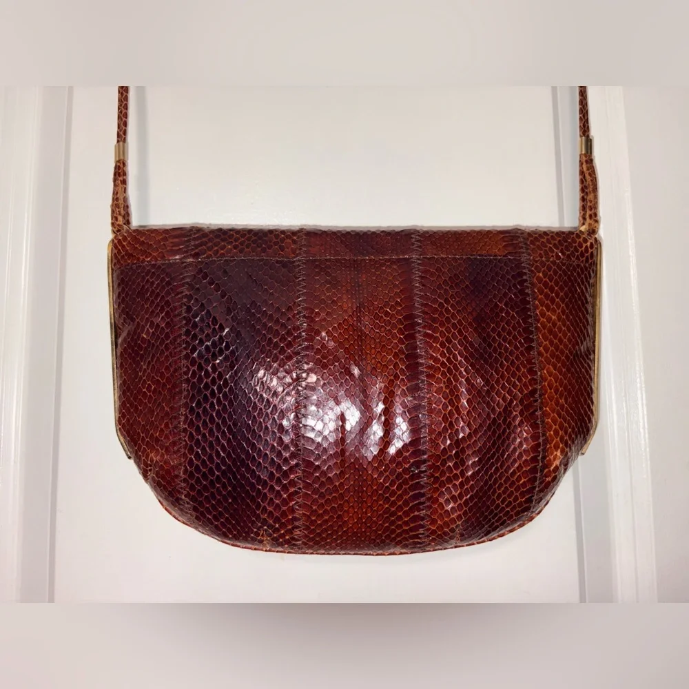 ALNI Spanish Artisan Python Shoulder Bag - Rare Gold Metal Frame Detail